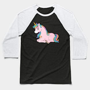 Colorful Unicorn Sitting Baseball T-Shirt